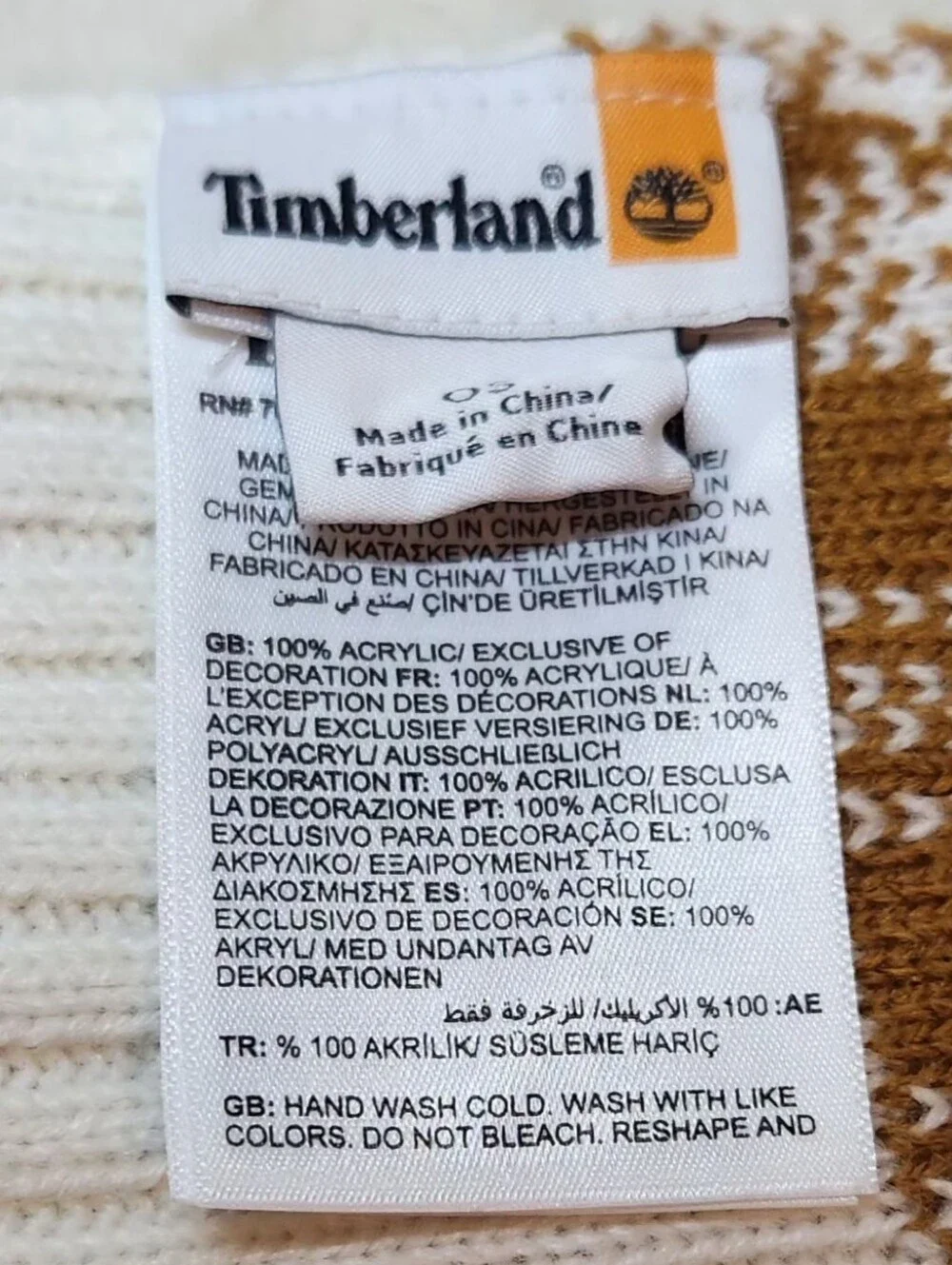 Timberland Buffalo Plaid Wheet Ivory Winter Warm Scarf 62 X 10 Inches Unisex
